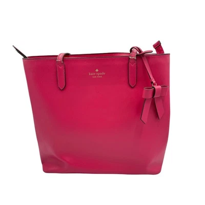 Bolso de Hombro Kate Spade Cuero Saffiano Rosa Lazo Dije LEER Foto 1 de 4