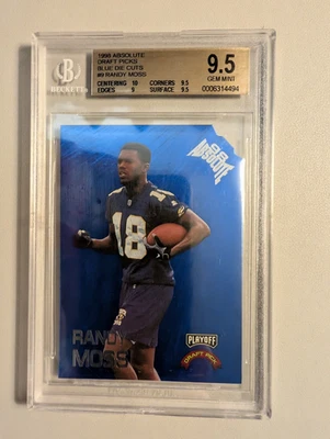 1998 Playoff Absolute Draft Picks Blue Die Cuts Randy Moss RC #9 BGS 9.5  POP 2 - Image 1 of 3