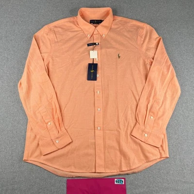 Ralph Lauren Knit Oxford Shirt 2Xl Orange Button Up Long Sleeve Mens New NWT - Изображение 1 из 4