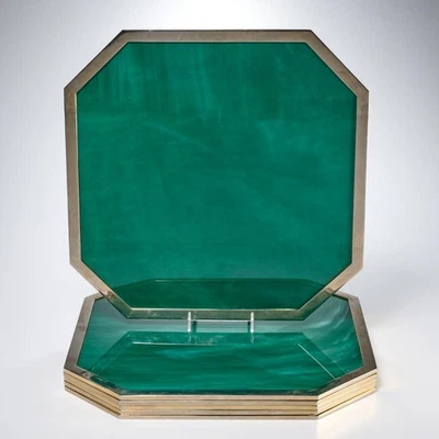 Juego de 6 manteles octogonales Montagnani de malaquita verde imitación vintage *Leer* - Imagen 1 de 4