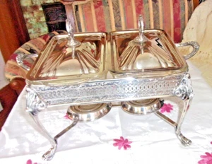 VINTAGE SHERIDAN DOPPEL BUFFET SERVIERER VERSILBERT 2 EIN QT AH GLAS PIERCE GRAVIERT - Bild 1 von 9