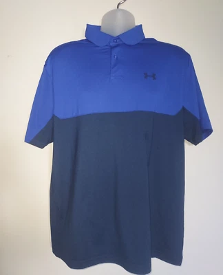 Polo de golf Under Armour para hombre grande manga corta rendimiento 2,0 bloques de color azul Foto 1 de 4
