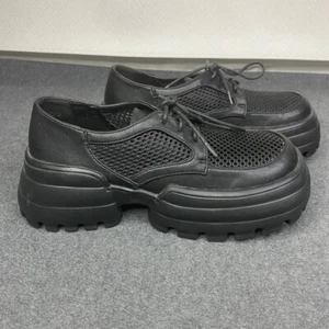 Lady Go Diva Platform Oxfords Shoes Womens Lug Sole Mesh Chunky Black Sz 7 NWOT - Picture 1 of 6