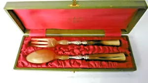 Cofanetto Service Insalata Corno E IN Metallo Argento - Foto 1 di 5