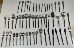 54 Piece Vintage ELDAN Stainless Flatware Silverware Black Handles Japan MCM - Picture 1 of 16