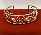 Vintage Krementz Flora Cuff Bracelet 1950s Rose Gold Tone Signed