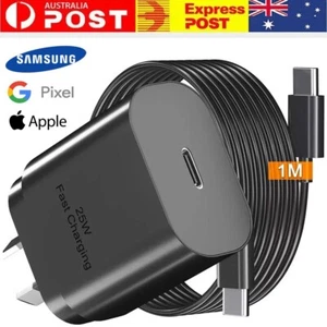 25W Fast Charger Type C USB C Adapter Wall Charging Cable iPhone 15 16 Samsung - Picture 1 of 17