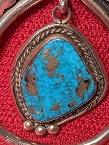 Large Vintage Statement Necklace - Navajo Turquoise and Sterling Silver, Wings - Picture 1 of 10