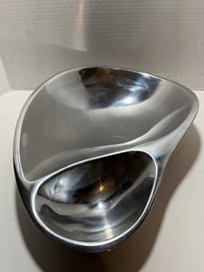 Nambe Dharma Collection Alloy Canape Server Shimp & Sauce Silver - Picture 1 of 8