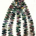 1 Strand/40Pcs 12x8mm Natural Indian Agate Faceted Teardrop Loose Beads HH459