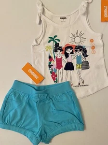 NWT Girls 4T Gymboree “Mix ‘n Match” Cotton Knit Turquoise BUBBLE SHORTS+TOP Set - Picture 1 of 3
