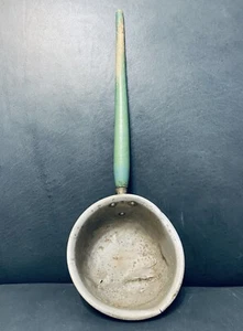 Vintage Aluminum Water Scoop Ladle Green Wooden Handle Display Farm Decor! - Picture 1 of 7