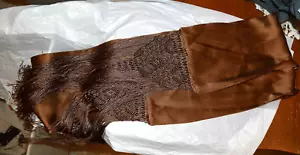 Bufanda silenciadora unisex hecha a mano 100% seda pura café marrón macrame - Imagen 1 de 5