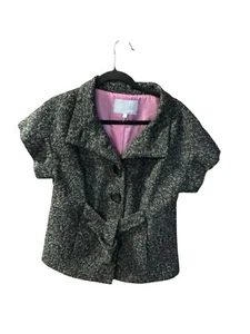 Anthropologie Tabitha Womens Large Wool Jacket Short Sleeve Wool Top Coat Preppy - Picture 1 of 3