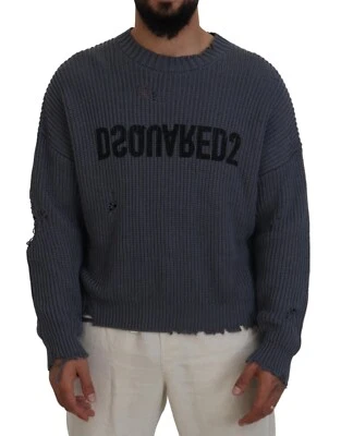 DSQUARED2 Sweater Gray Men Tattered Knitted Pullover IT48/US38/M RRP 1340usd - Image 1 of 4