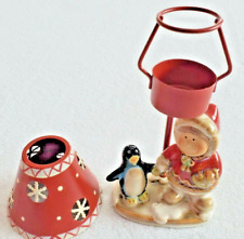 RONNIE WALTER YANKEE CANDLE TEALIGHT HOLDER LAMPSHADE PORCELAIN PENGUIN WINTER