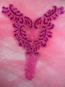 Yugo corpiño rosa fucsia lentejuelas apliques con cuentas parche de costura motivo 0510 - Imagen 1 de 1