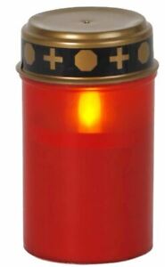 Grablicht Kunststoff mit LED flackernd rot und goldenem Deckel 12x7cm kabellos