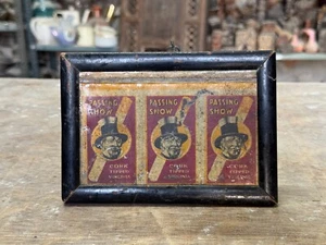 Vintage Decor Wall Hanging 'Passing Show' Cork Tipped Adv. Litho Tin Board Frame - Picture 1 of 6