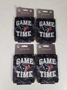 Juego de 4 Houston Texans NFL Fútbol 12 OZ Lata Koozies TIEMPO DE JUEGO NUEVO - Imagen 1 de 7