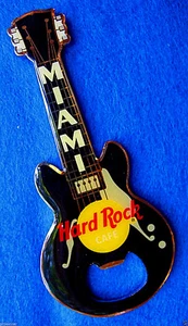 MIAMI BLACK GRETSCH BOTTLE OPENER GUITAR MAGNET Hard Rock Cafe not a pin - Picture 1 of 1