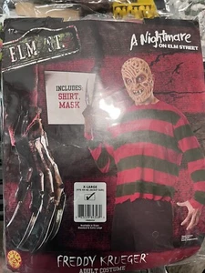 New sz XL Freddy Krueger adult costume A Nightmare on Elm Street Shirt & Mask - Picture 1 of 2
