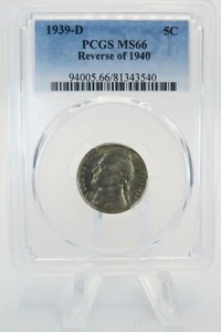 1939-D PCGS MS66 Reverse of 1940 Jefferson Nickel Business Strike 5C - Picture 1 of 2