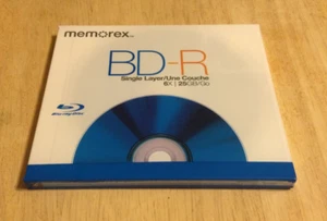Nowy! Blu Ray Memorex 25GB BD-R Single Later Blu Ray Disc 6X - Zdjęcie 1 z 8