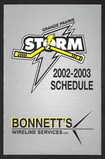2002-03 Grande Prairie Storm AJHL Hockey Schedule !! Bonnett's Wireline Services