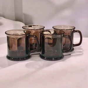 Vintage Purple Amethyst Paneled Faceted Glass Mugs Set of 4 Made in the USA 4” - Picture 1 of 4