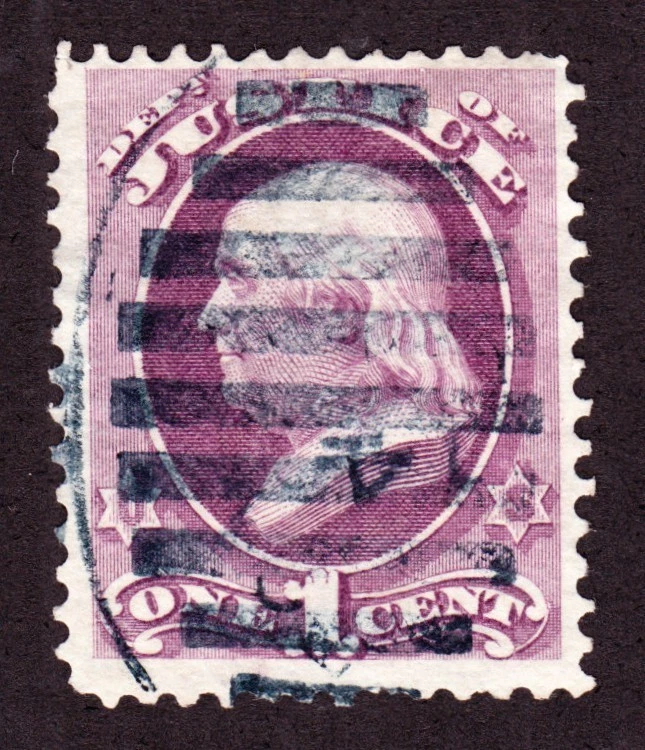 US O25 1c Justice Department Used w/ Indigo Eclipse Fancy Cancel VF - Image 1 of 1