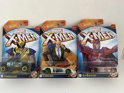 HOT WHEELS 2023 X-MEN SET MARVEL 3 CARS SANDBLASTER, COVERLIGHT& SIR OMINOUS New - Image 1 of 4