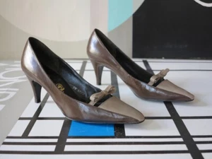 Marie Claire pumps Women's shoes brown 80s TRUE VINTAGE High Heels NOS 5.5 - Picture 1 of 11