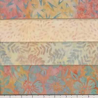 Lot of (4) 1 Yard Cuts 100% Cotton Quilting Batik Fabric Orange Pink Blue #539 - Image 1 of 2