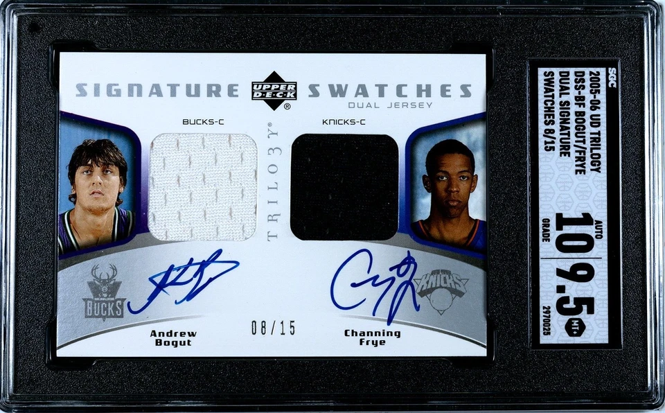 2005-06 Upper Deck NBA DUAL SWATCHES /15 Andrew Bogut ROOKIE Graded SGC 9.5 - Image 1 of 4