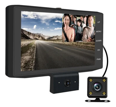 Featured USB 4-inch triple-lens driving recorder, front, interior, rear - Image 1 of 4