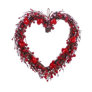 Valentines Day Wreath15 Heart Shaped Wreath With Red White Pink Berries For Va - Picture 1 of 5