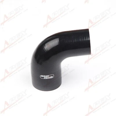 2.5" To 2" 4 Ply 90 Degree 90/90mm Turbo Silicone Coupler Hose Pipe Black - Image 1 of 4