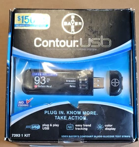 Bayer Contour USB Blood Glucose Sugar Monitoring Testing System Expired New - Picture 1 of 5
