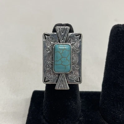 Anel de banda elástica Paparazzi "Stone Cold Couture" tom prata quadro tribal - Imagem 1 de 4