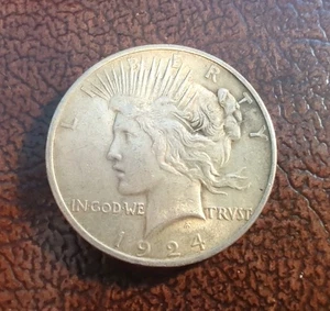 1924 A Morgan Peace Silber Dollar Münze 1 $ Philadelphia Münzzeichen USA #3 - Bild 1 von 2