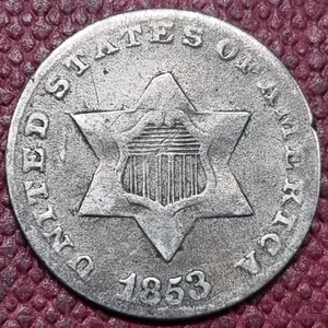 1853 Three Cent Piece 3c Silver Trime Better Grade #96634 - Picture 1 of 2