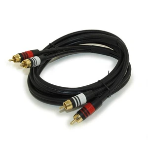 6ft 2 Wire RCA Premium Component Audio Cables  24K Gold Plated  Black - Picture 1 of 3