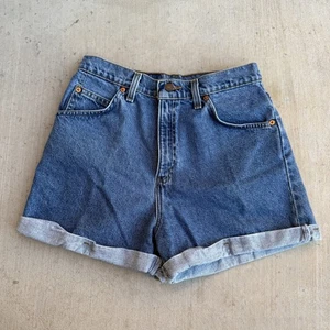 Vintage 1994 Levis 954 Jeansshorts Größe 11 orangefarbenes Etikett Bündchen klassisch blau - Bild 1 von 8