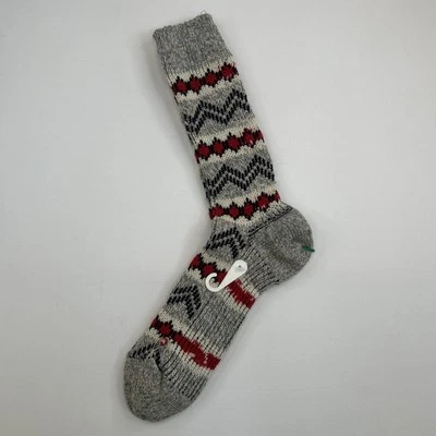 Calcetines de lana de colección para hombre 10-13 NOS hechos en EE. UU. gris rojo negro doble longitud años 80  Foto 1 de 4