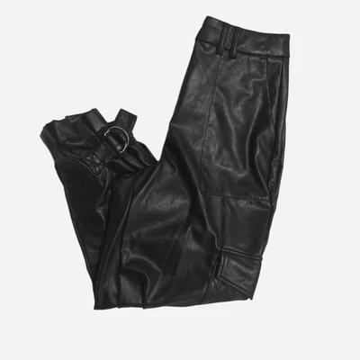 Express 2s Imitación Negro Cuero Pantalones con Bolsillos, Cinturones #grunge #y2k #hiphop Foto 1 de 4