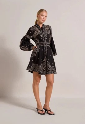 NWT Scarlett Poppies Berite Embroidered Long Sleeve Linen Belted Mini Dress - Image 1 of 4