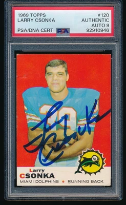 1969 Topps #120 Larry Csonka Signed Rookie Card PSA AUTH/9 AUTO (946) - Image 1 of 2