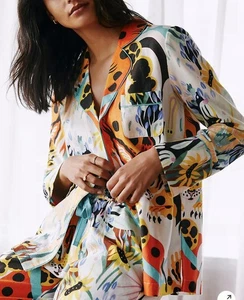 Marcos Navarro For Anthropologie Flannel Sleep Wildlife Button Up Top Size XS - Picture 1 of 14