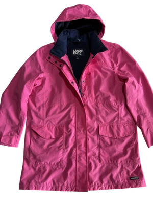 Lands End MINT Waterproof Windproof Pink Womens XL 18 Hooded Winter Parka Jacket - Image 1 of 4